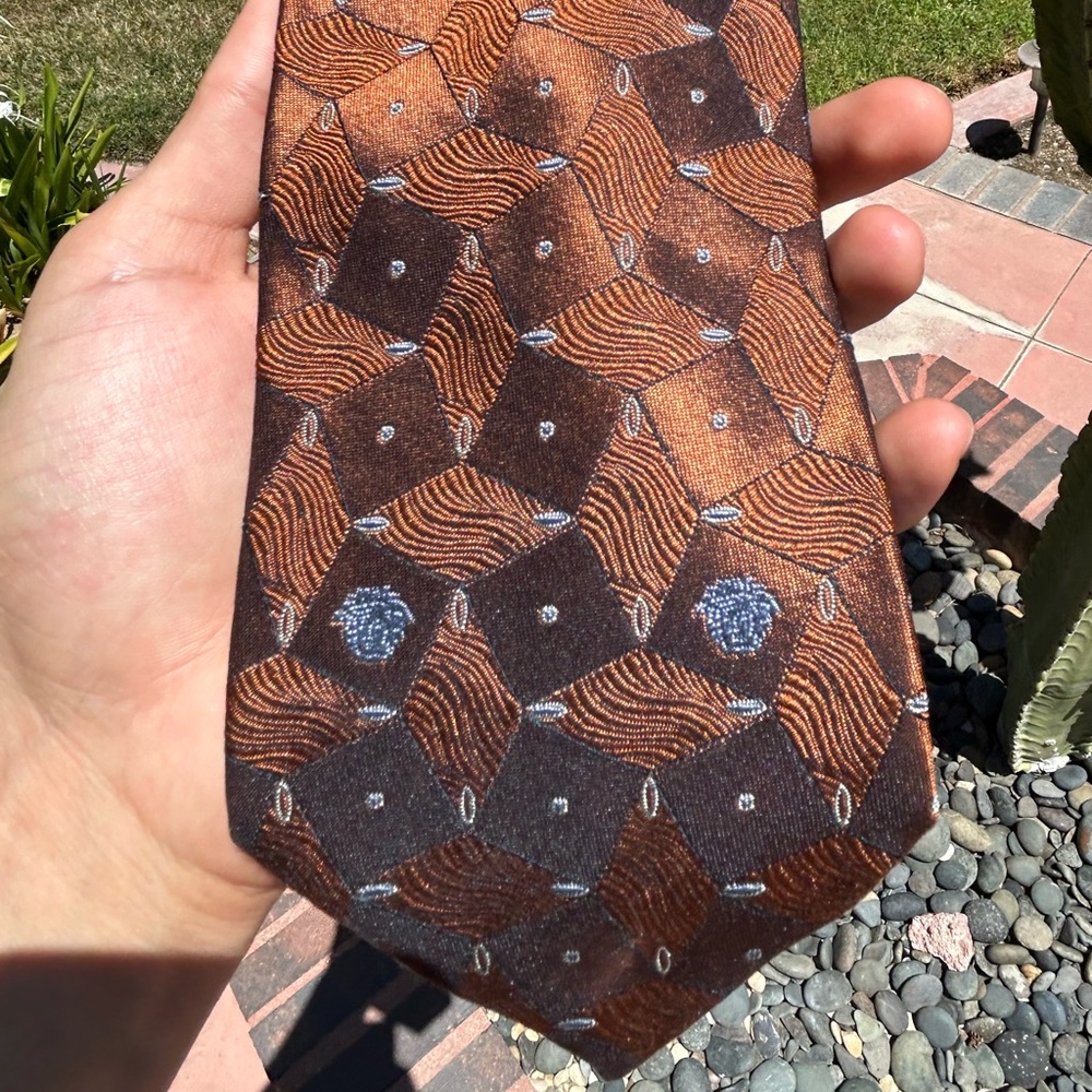 VERSACE Bronze 100% Silk Tie